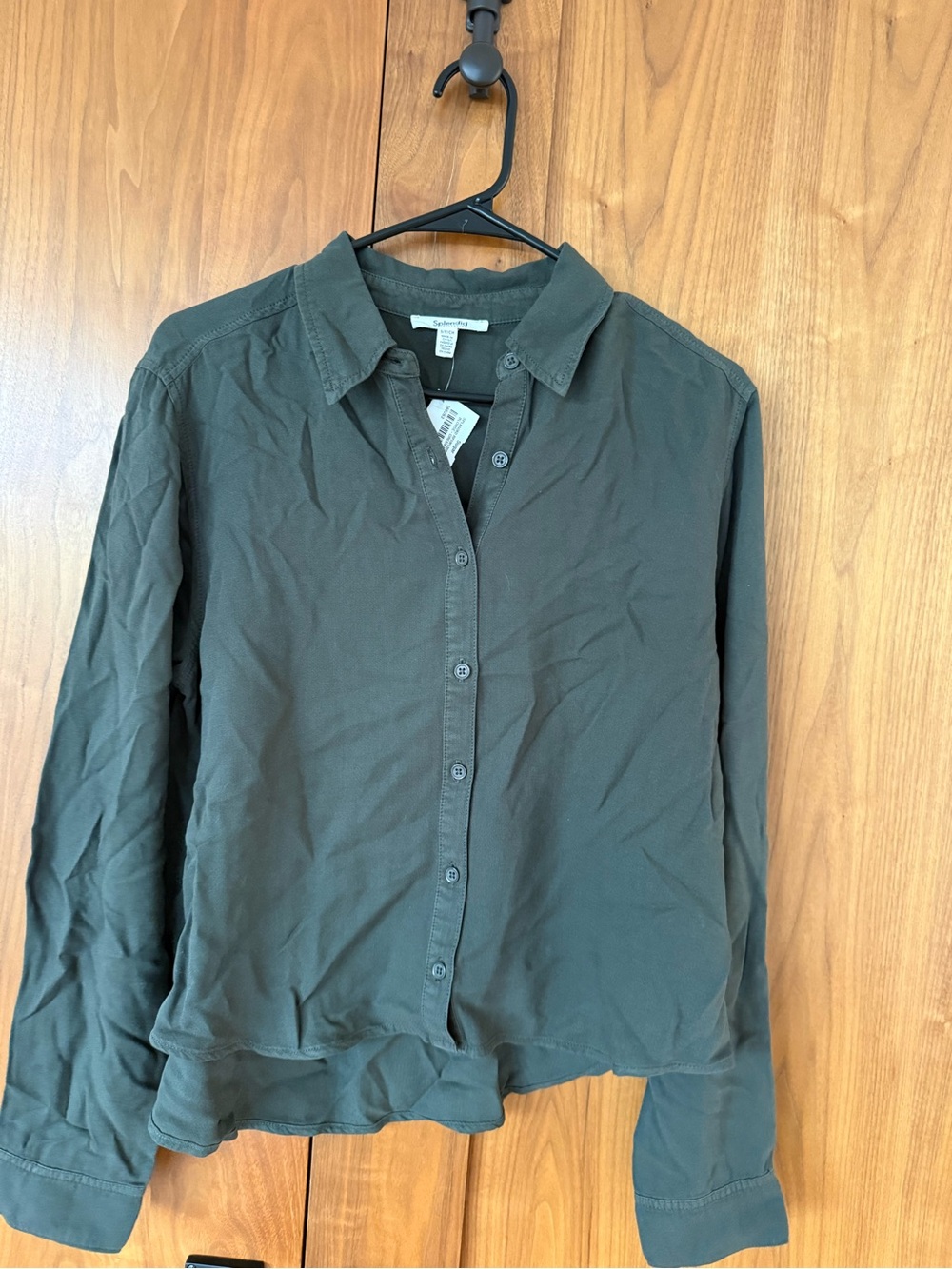 Casual women’s Dark Green Button-Down Shirt